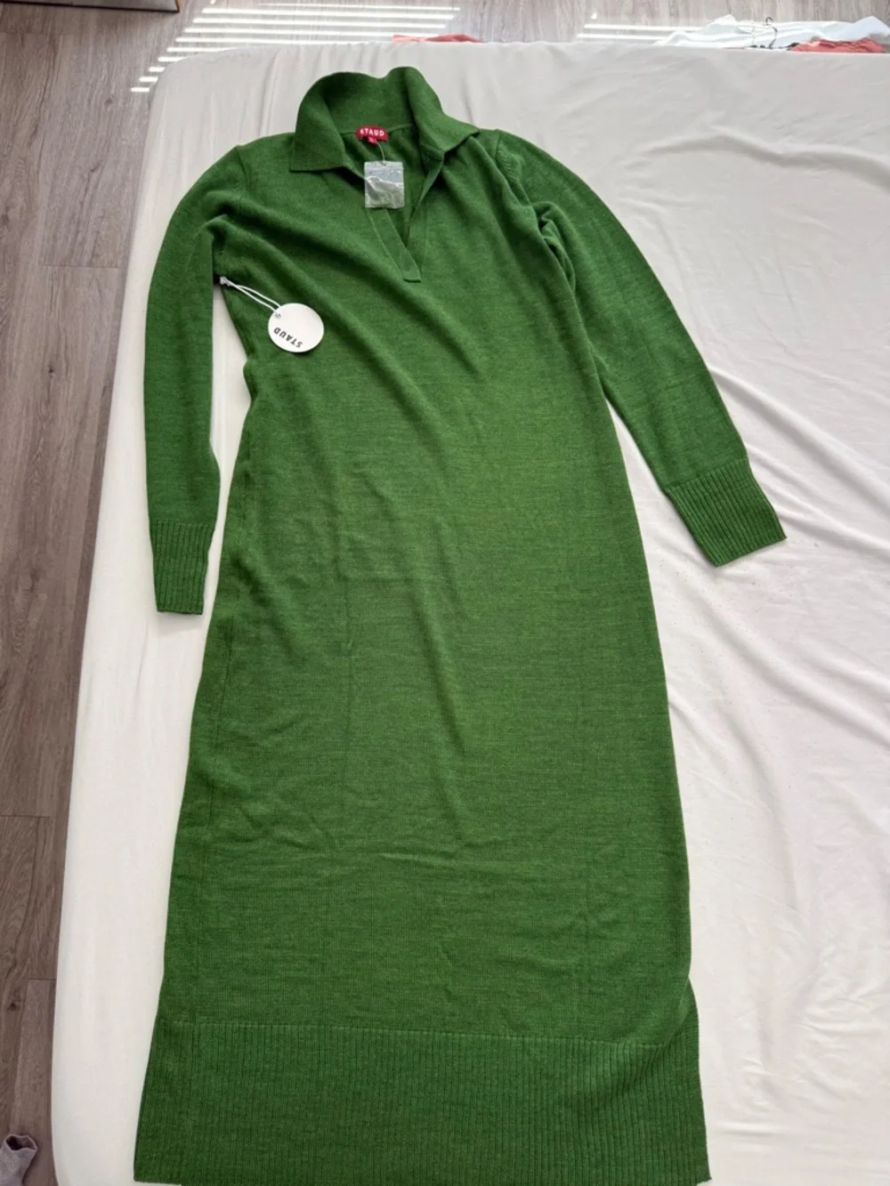 NWT STAUD Green Knit Polo Sweater| Size XL - Picture 3 of 8